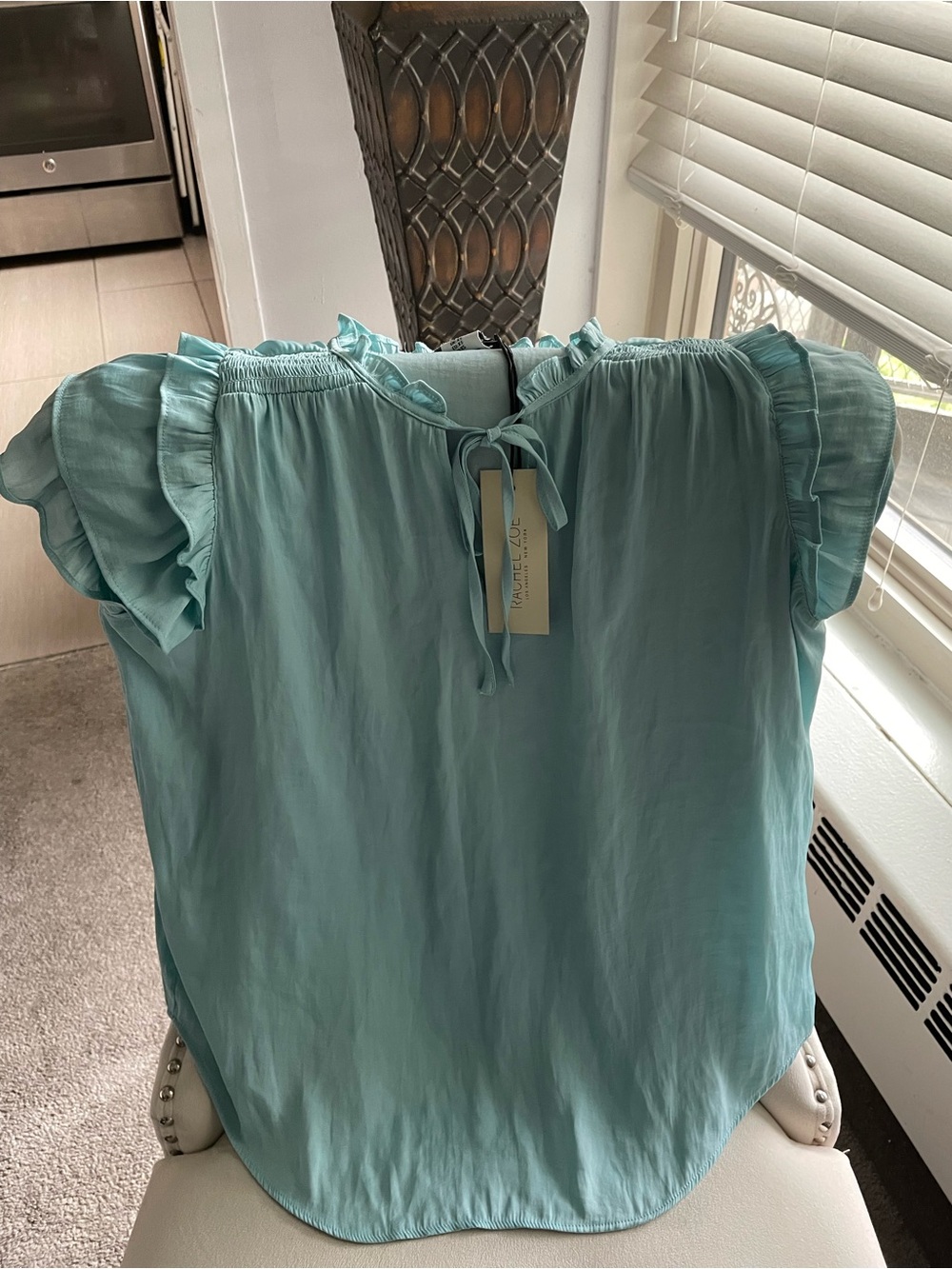 Rachel Zoe Teal Ruffle Sleeve Blouse